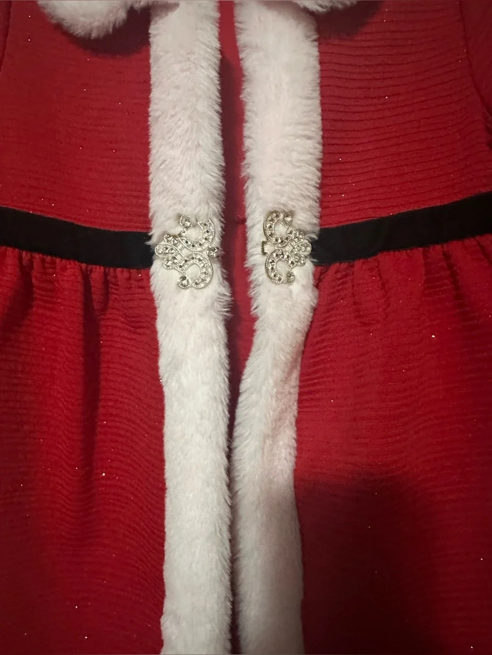 Blueberi Boulevard Red Holiday Faux-Fur White Trim Dress Coat for Kids Sz 6